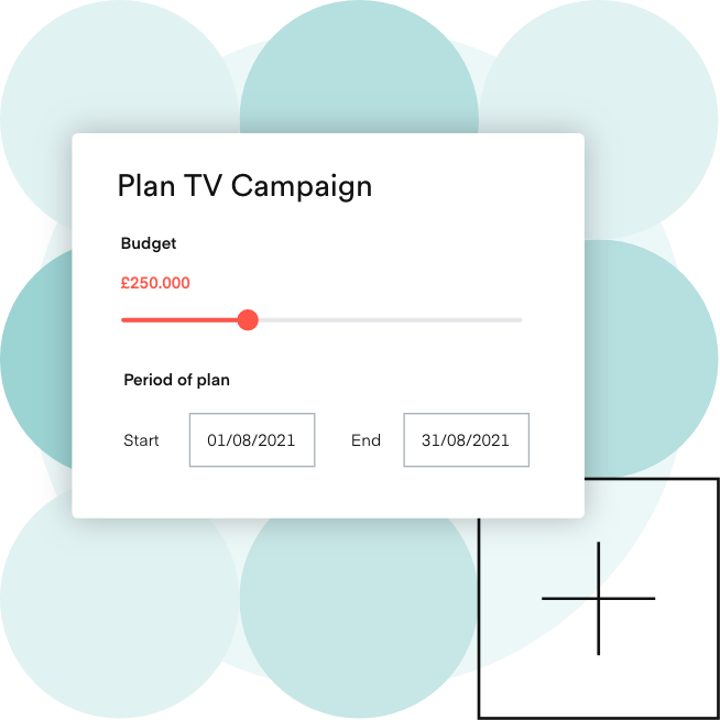 preview of plan product with a budget slider and date range selections